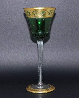 st-louis-crystal-france-green-thistle-wine-glasses-gilt-open-border