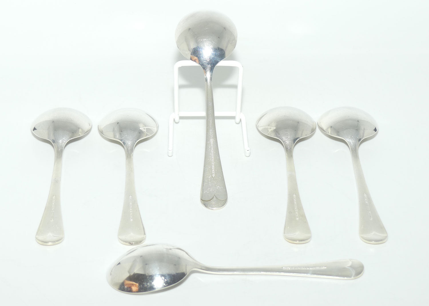 Set of 6 Grosvenor Plate | Silver Plated Old English Pattern soup spoons | 16.5cm
