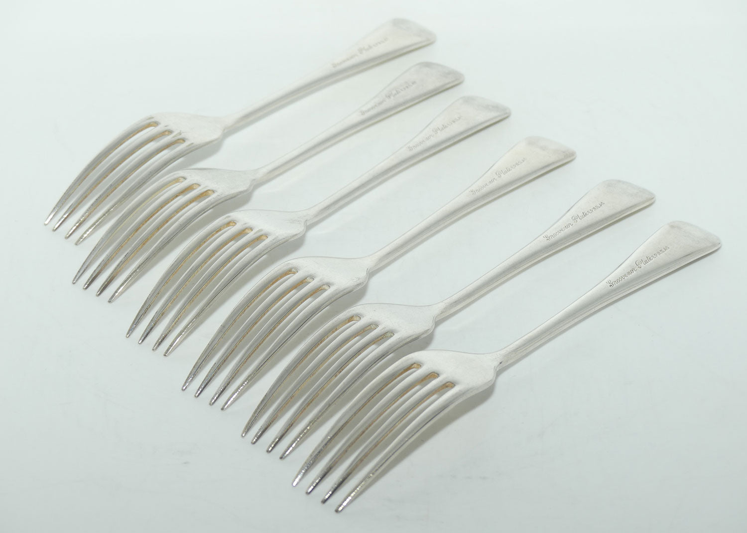 Set of 6 Grosvenor Plate | Silver Plated Old English Pattern salad Forks | 19cm