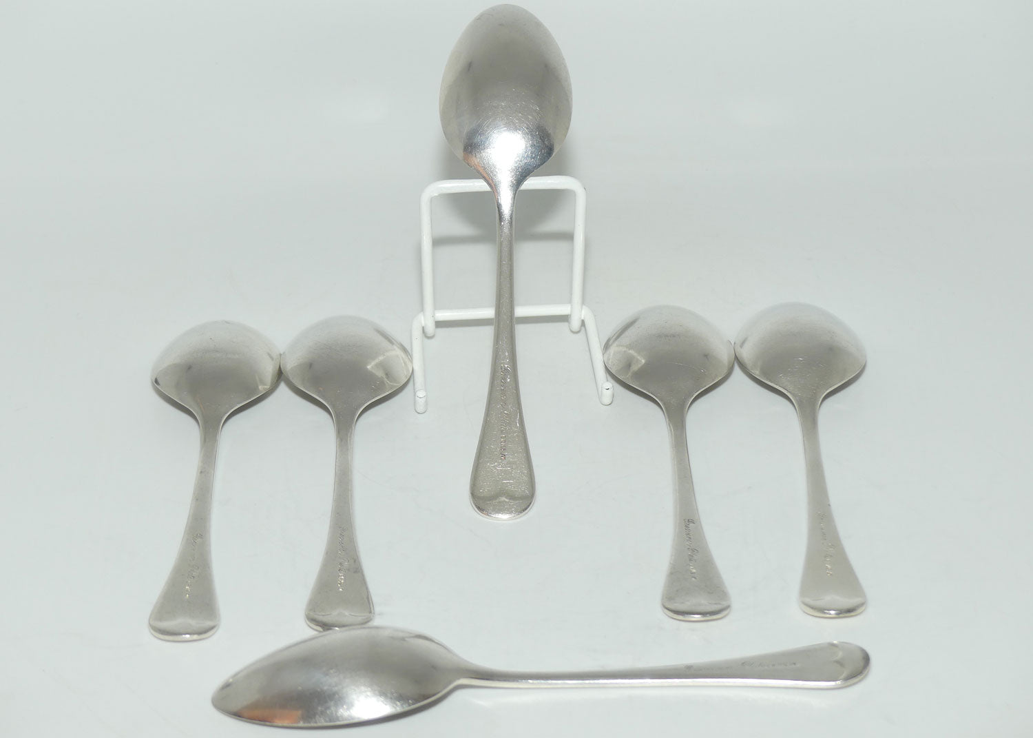 Set of 6 Grosvenor Plate | Silver Plated Old English Pattern desert spoons | 17.5cm