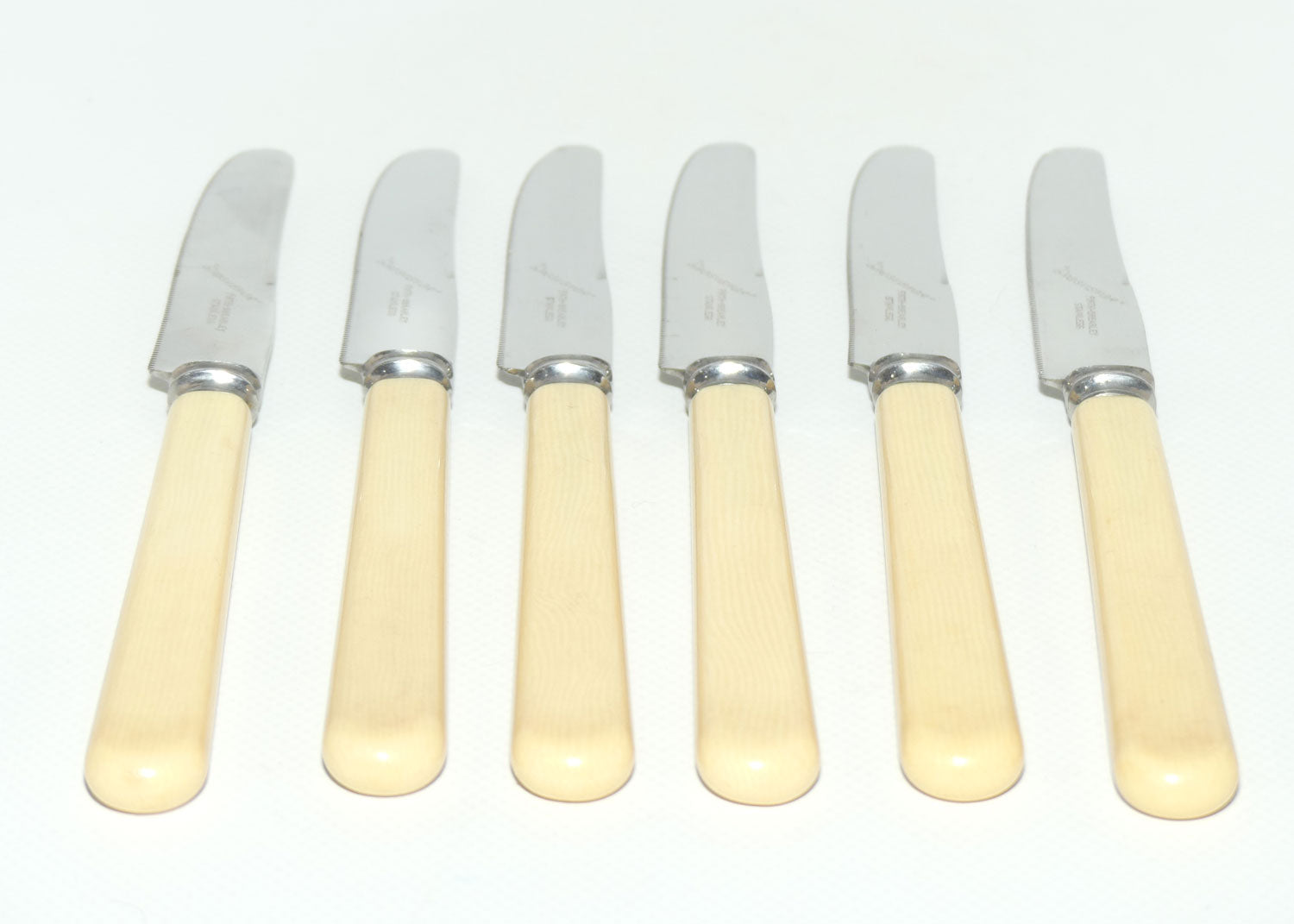Set of 6 Grosvenor Firth Brierly Stainless | Faux Bone Handle Knives | Serated | 21cm
