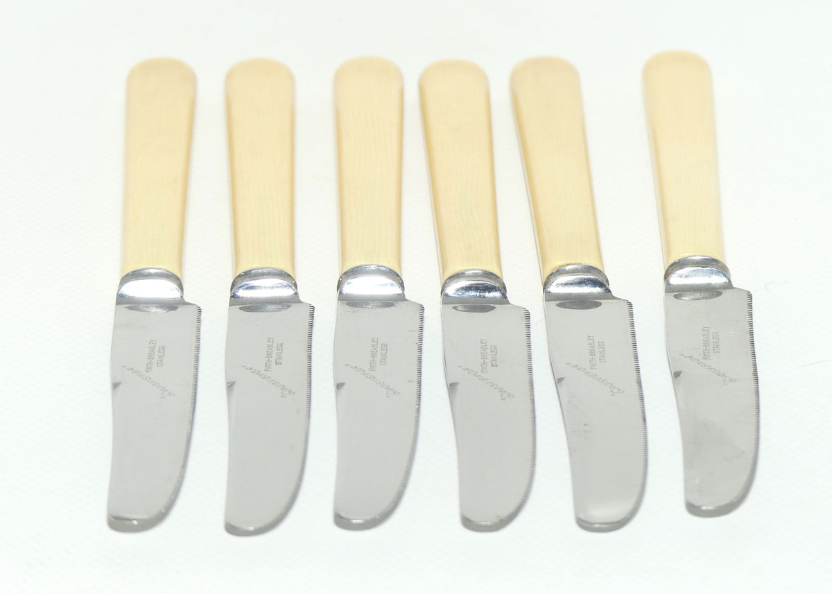 Set of 6 Grosvenor Firth Brierly Stainless | Faux Bone Handle Knives | Serated | 21cm