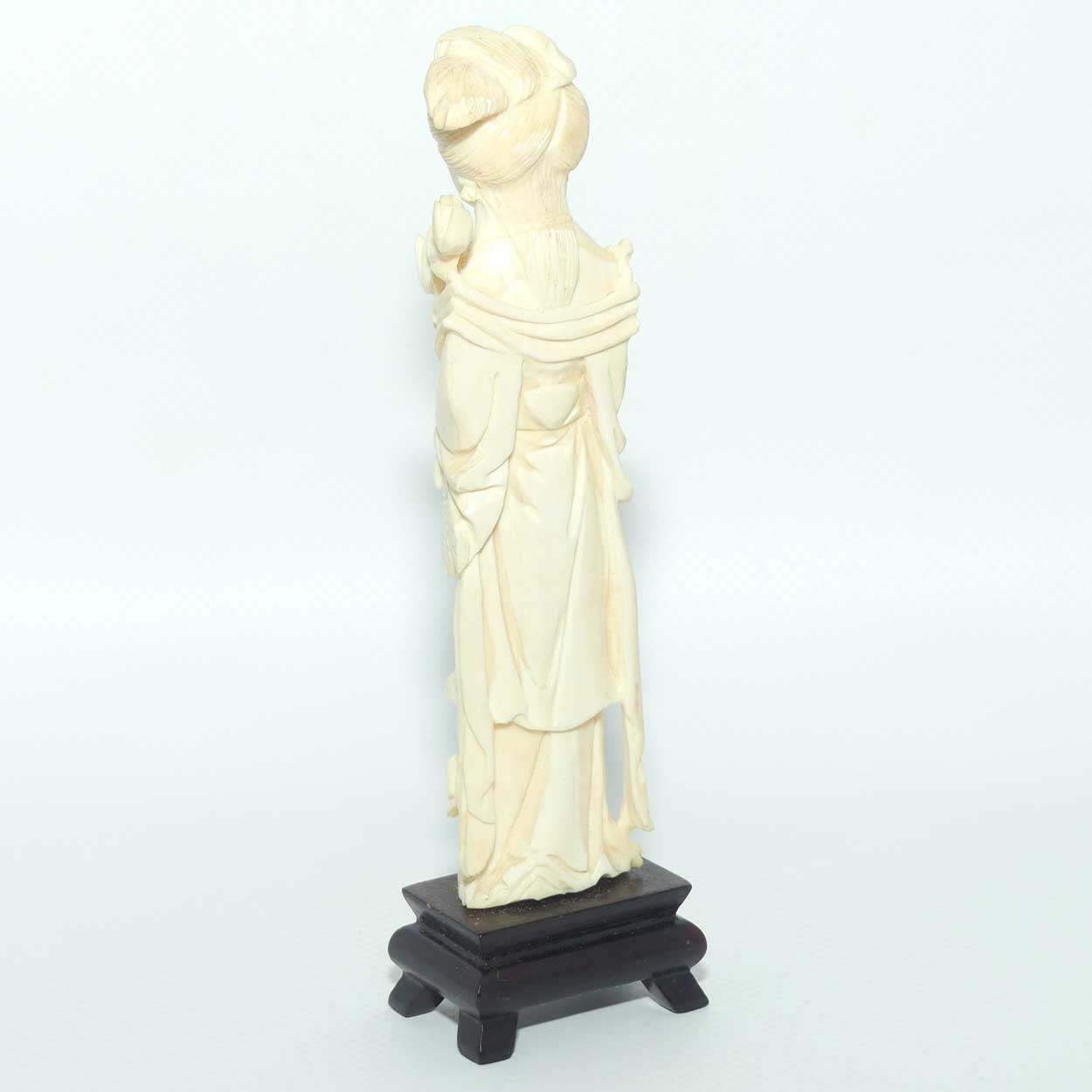 Carved Ivory Figure on Rosewood base | Guanyin | 15cm