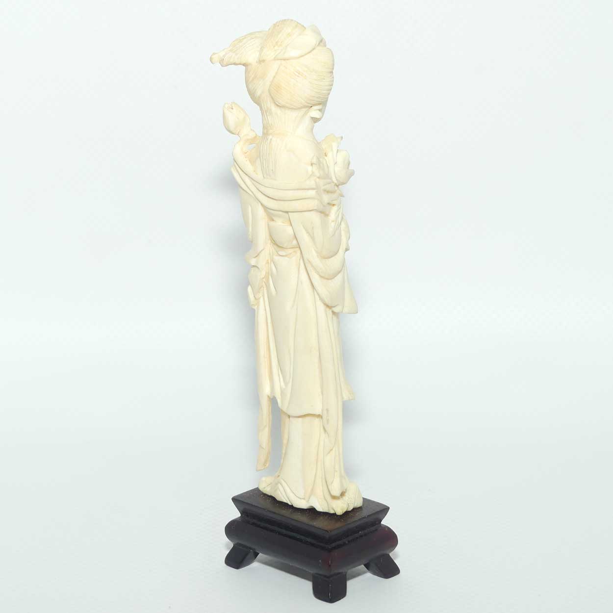 Carved Ivory Figure on Rosewood base | Guanyin | 15cm