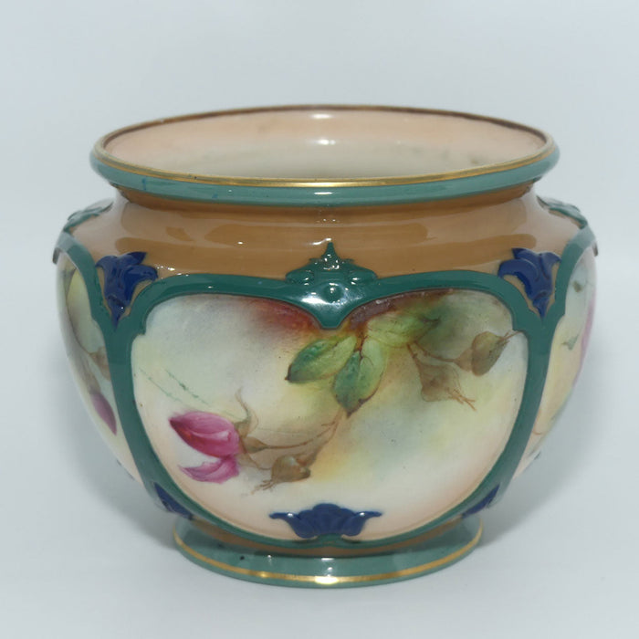 Royal Worcester James Hadley Roses small fern pot | signed A Hood