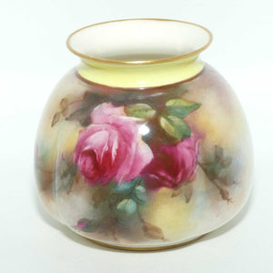 Royal Worcester hand painted Hadley Roses squat vase | Yellow trim | c.1904