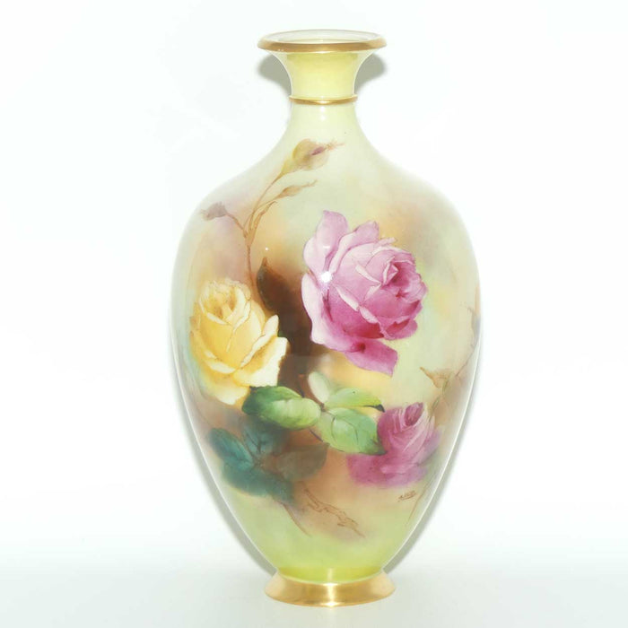 Royal Worcester hand painted Hadley Roses vase | 294A | Arthur Chidley