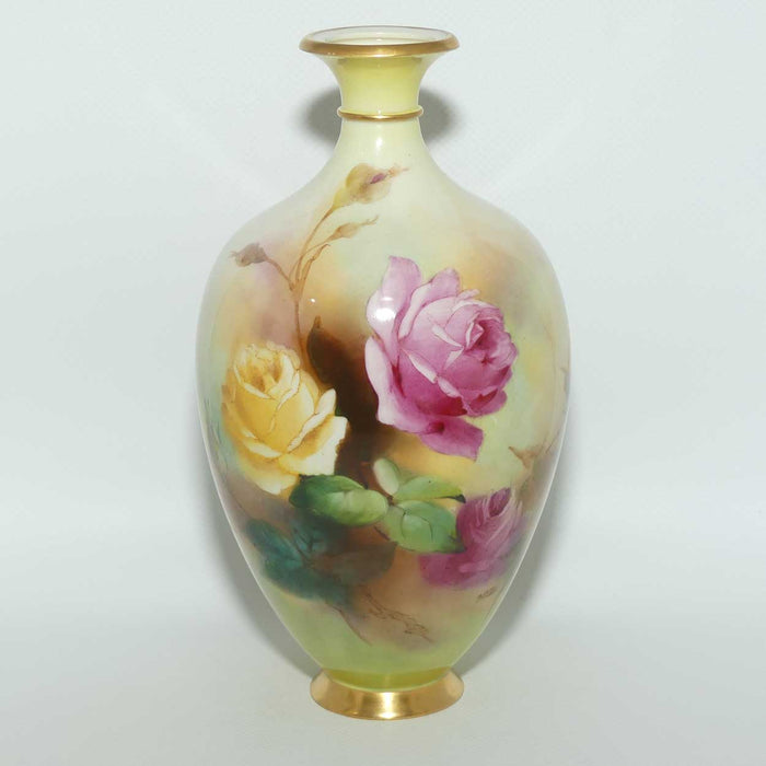 Royal Worcester hand painted Hadley Roses vase | 294A | Arthur Chidley