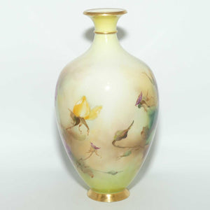 Royal Worcester hand painted Hadley Roses vase | 294A | Arthur Chidley