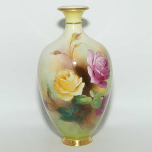 Royal Worcester hand painted Hadley Roses vase | 294A | Arthur Chidley