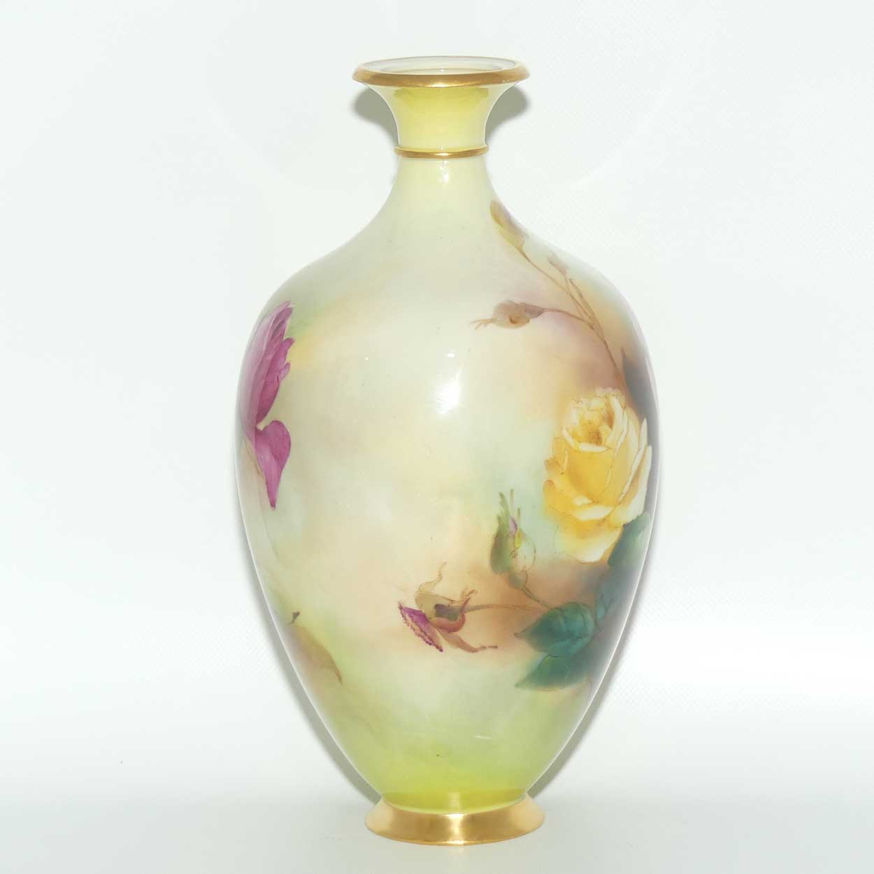 Royal Worcester hand painted Hadley Roses vase | 294A | Arthur Chidley