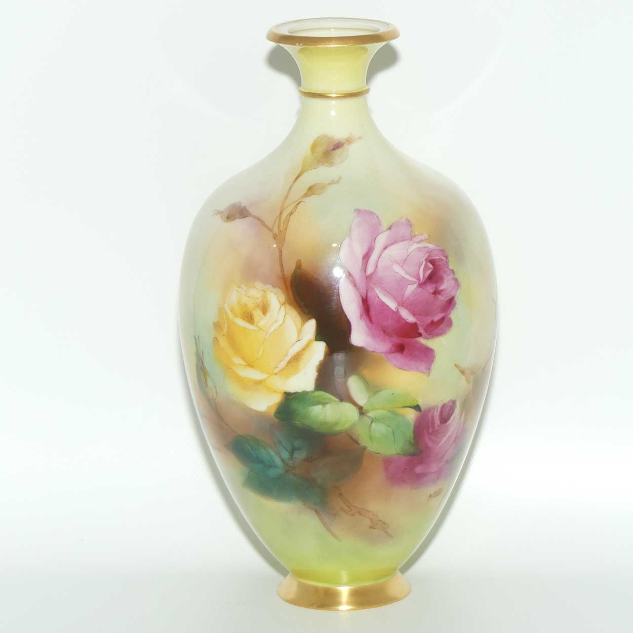 Royal Worcester hand painted Hadley Roses vase | 294A | Arthur Chidley