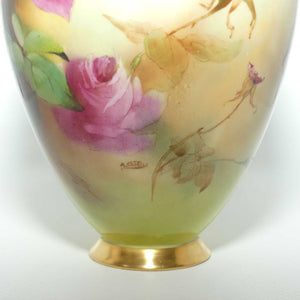 Royal Worcester hand painted Hadley Roses vase | 294A | Arthur Chidley