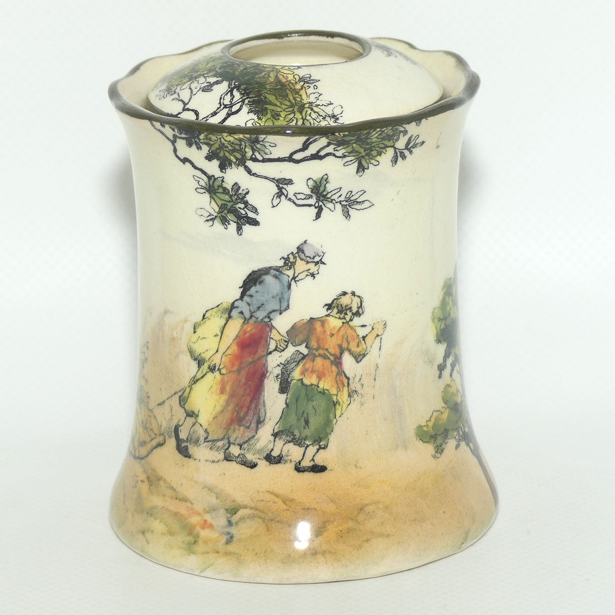 Royal Doulton Gleaners and Gypsies hair tidy pot