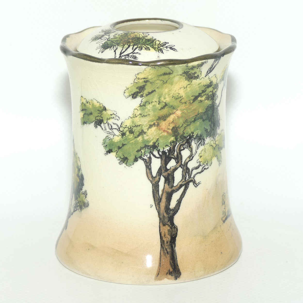 Royal Doulton Gleaners and Gypsies hair tidy pot