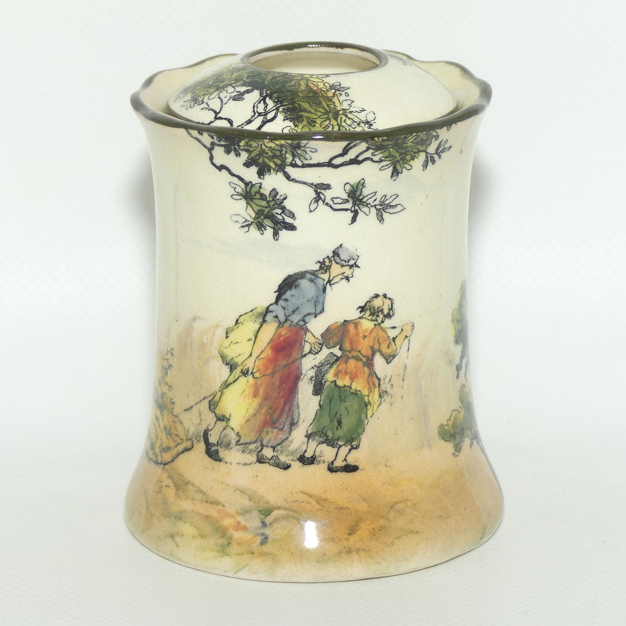 Royal Doulton Gleaners and Gypsies hair tidy pot