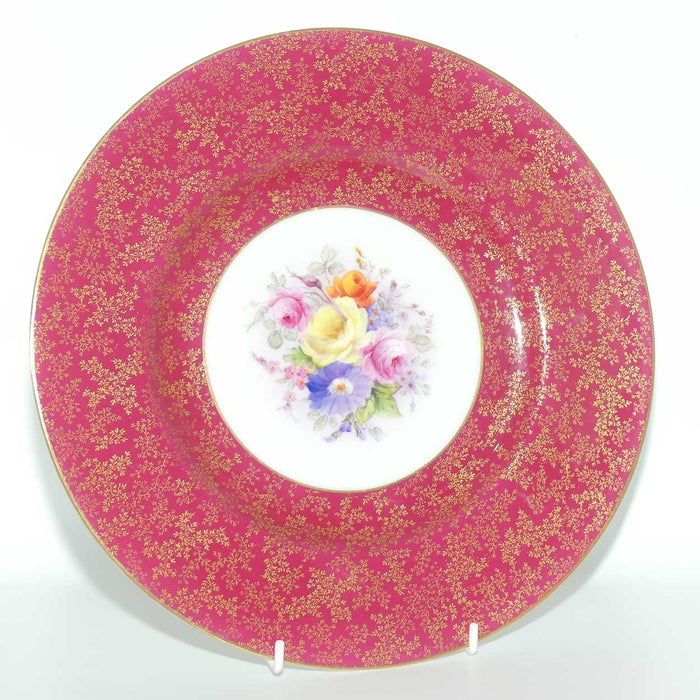 Royal Worcester hand painted Floral pattern plate with Rouge and Gilt border | by WHale