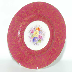 Royal Worcester hand painted Floral pattern plate with Rouge and Gilt border | by WHale