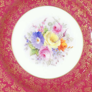 Royal Worcester hand painted Floral pattern plate with Rouge and Gilt border | by WHale