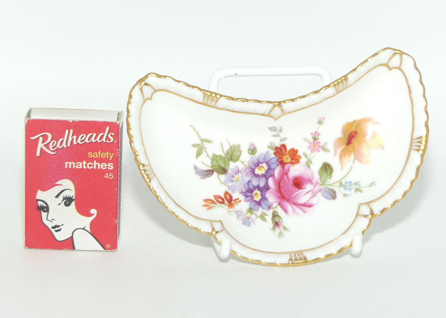 Royal Crown Derby Derby Posies crescent shape dish | figured edge