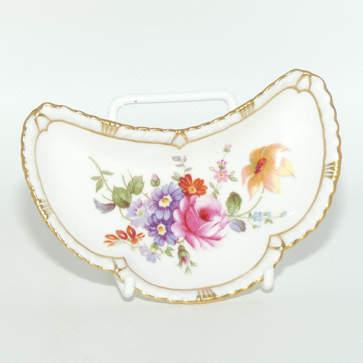 Royal Crown Derby Derby Posies crescent shape dish | figured edge