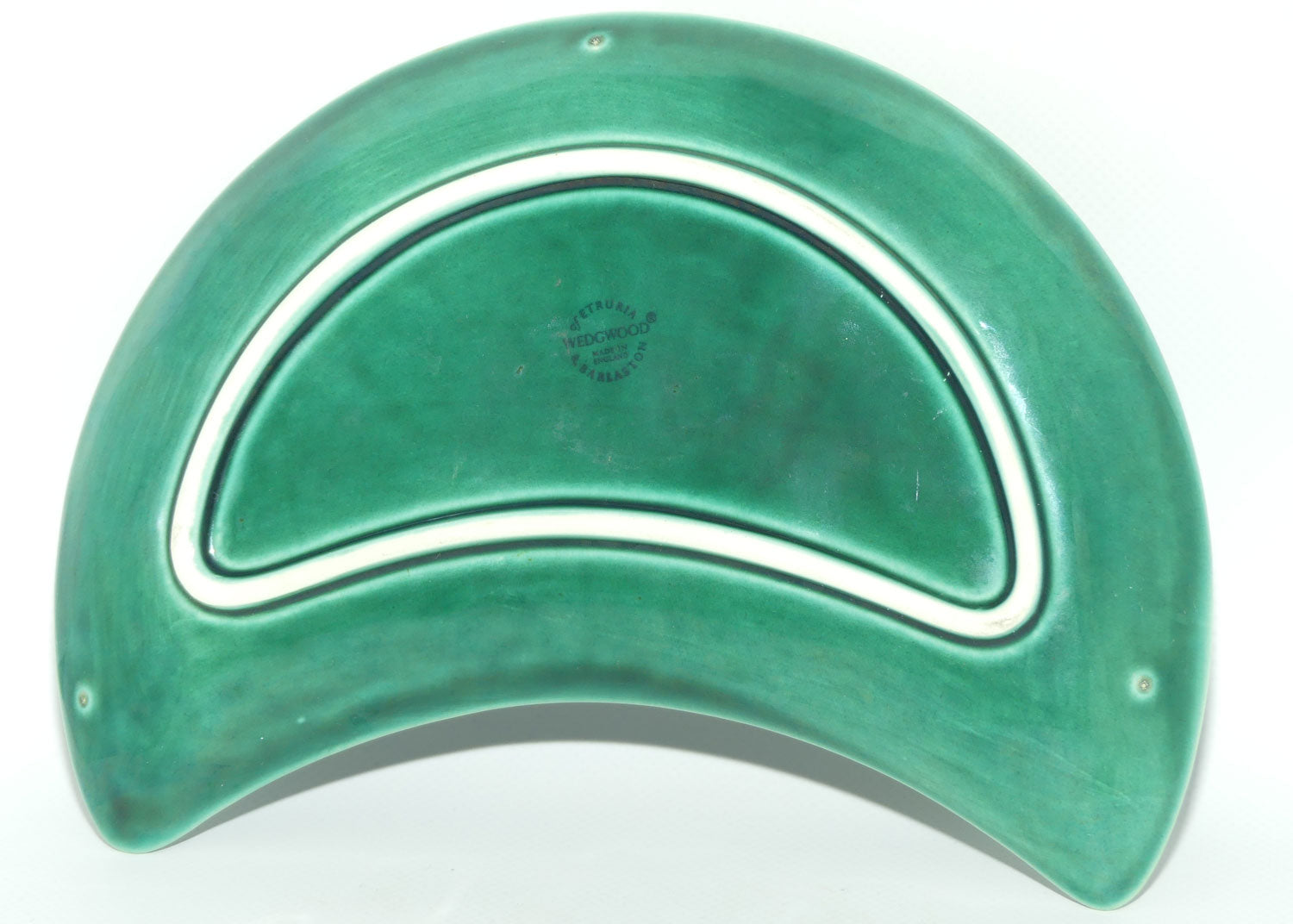 Wedgwood of Etruria Green Majolica crescent dish