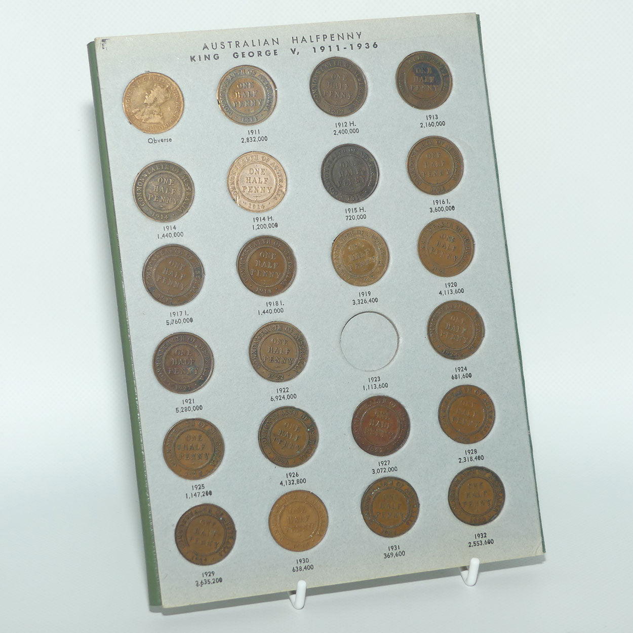 Hendo Australian Coin Album | Half Penny Set Complete but no 1923