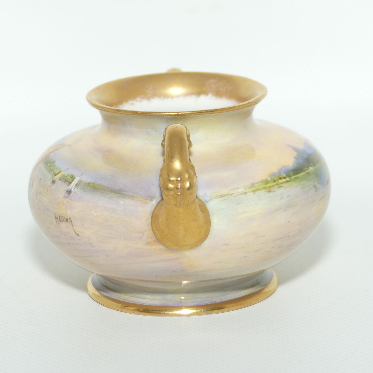 Royal Doulton hand painted and gilt Sailboats twin handled vase | H Allen