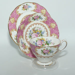 Royal Albert Bone China Lady Carlyle trio | Pink | Malvern | © 1944 Royal Albert Ltd