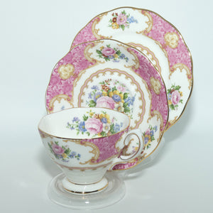 Royal Albert Bone China Lady Carlyle trio | Pink | Malvern | © 1944 Royal Albert Ltd