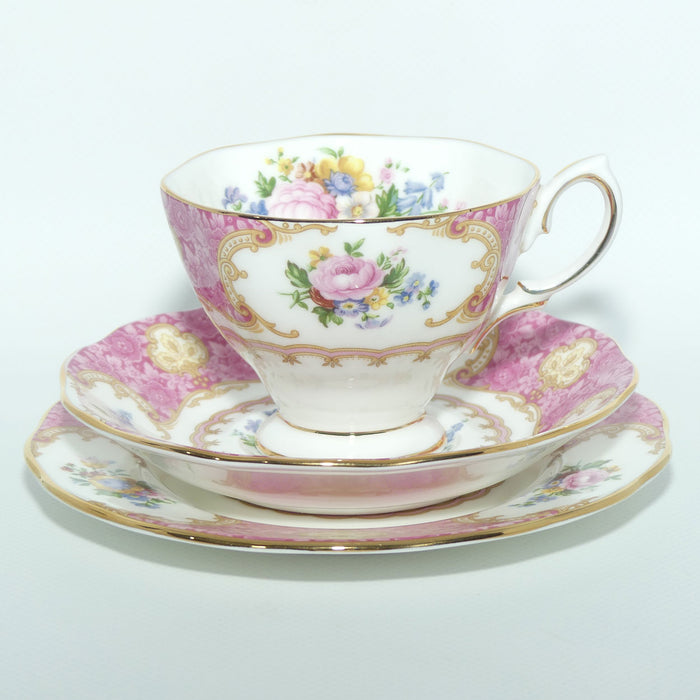 Royal Albert Bone China Lady Carlyle trio | Pink | Malvern | © 1944 Royal Albert Ltd