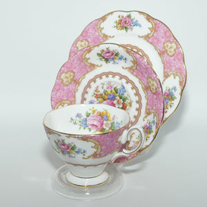 Royal Albert Bone China Lady Carlyle trio | Pink | Malvern | early stamp