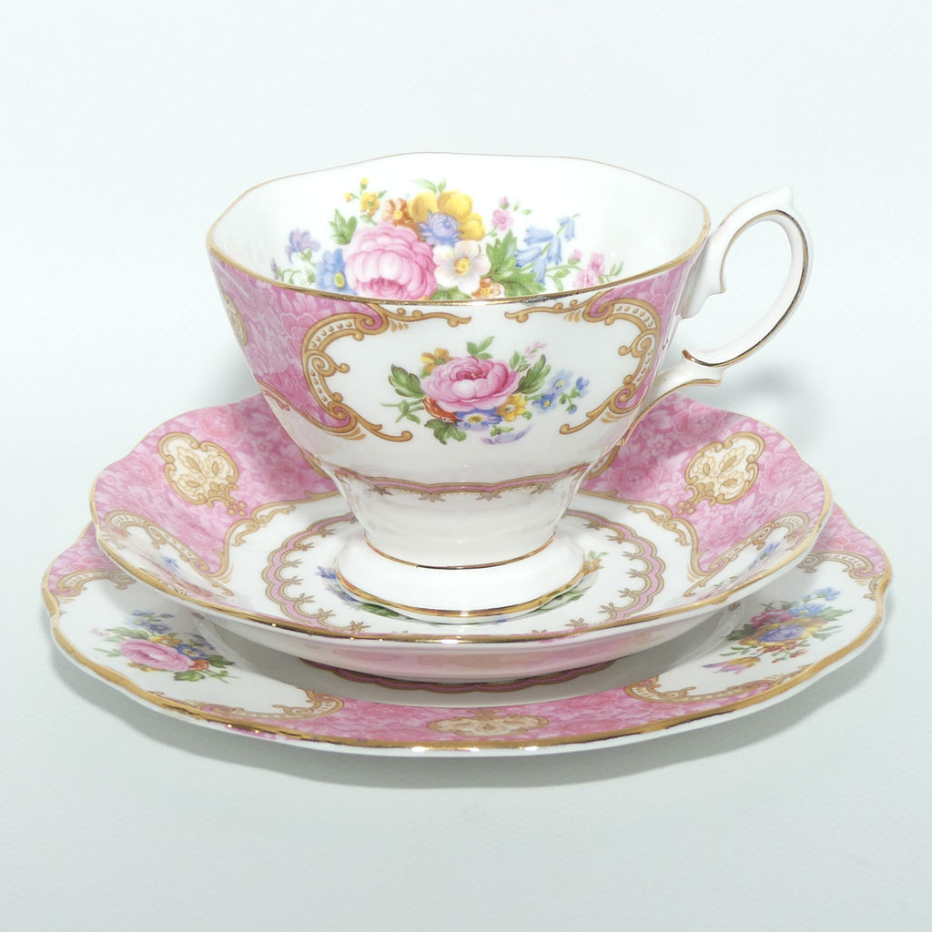 Royal Albert Bone China Lady Carlyle trio | Pink | Malvern | early stamp