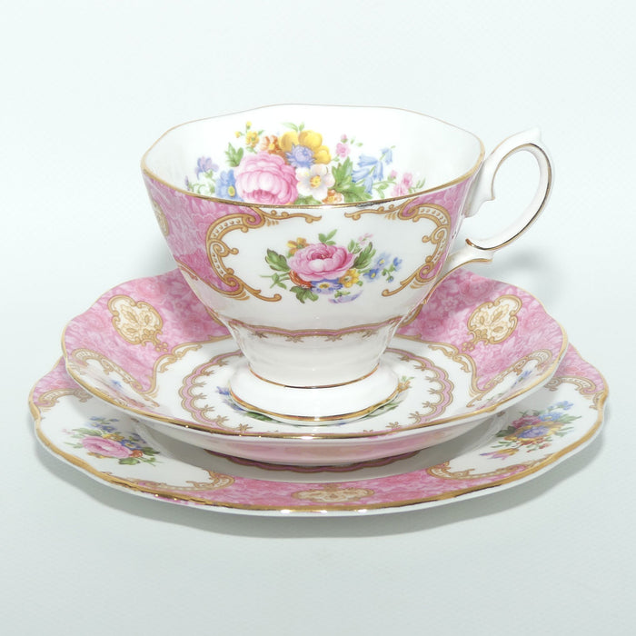 Royal Albert Bone China Lady Carlyle trio | Pink | Malvern | early stamp | #2