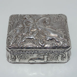 Hanau Germany 19th century 925 Silver Hunting Pattern snuff box