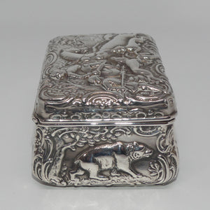 Hanau Germany 19th century 925 Silver Hunting Pattern snuff box