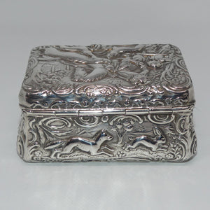 Hanau Germany 19th century 925 Silver Hunting Pattern snuff box