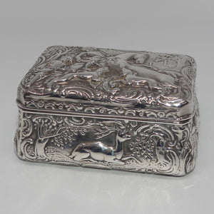 Hanau Germany 19th century 925 Silver Hunting Pattern snuff box