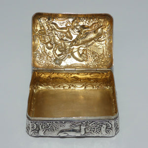 Hanau Germany 19th century 925 Silver Hunting Pattern snuff box