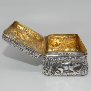 Hanau Germany 19th century 925 Silver Hunting Pattern snuff box