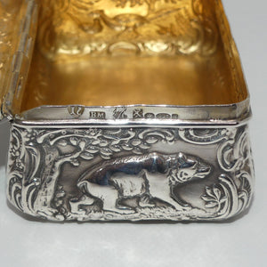 Hanau Germany 19th century 925 Silver Hunting Pattern snuff box