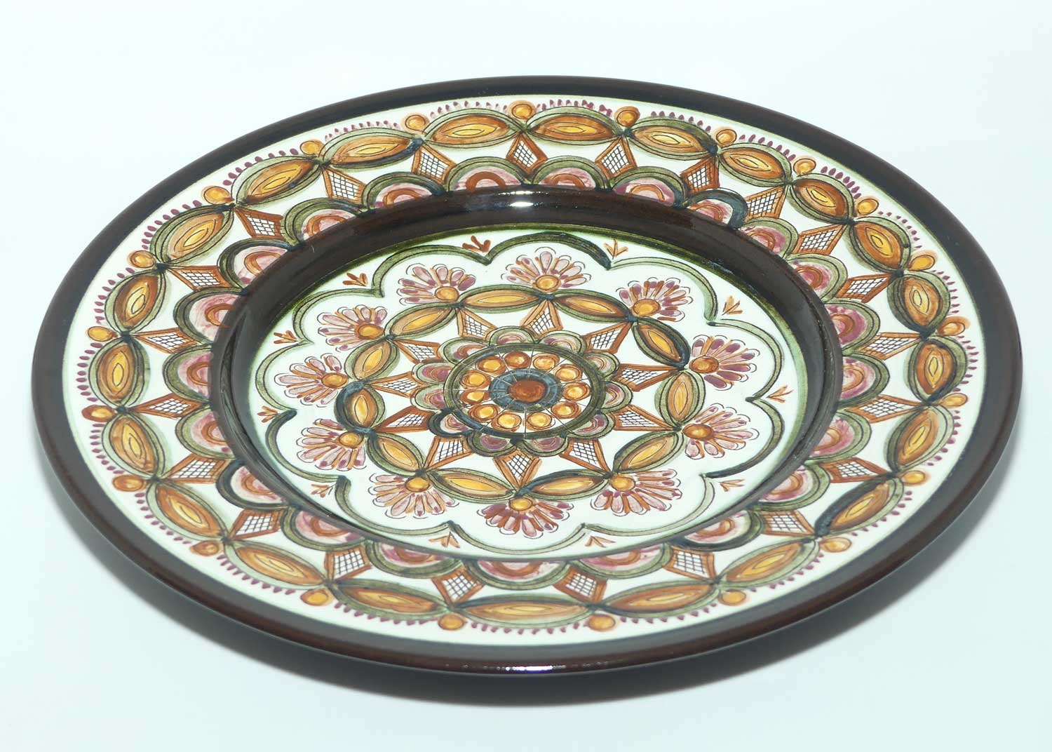 Gebruder Haas Handarbeit Liechtenstein mid century pottery plate | Aztec design