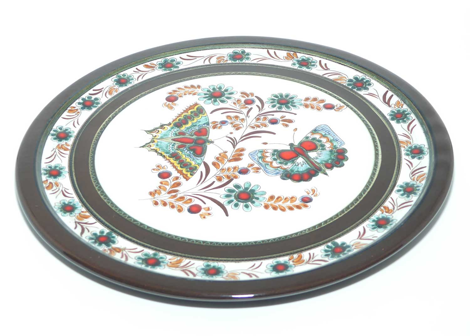 Gebruder Haas Handarbeit Liechtenstein mid century pottery plate | Butterflies design