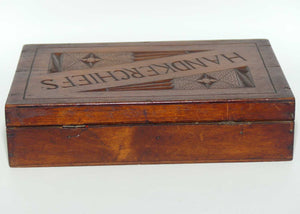 Depression era Handkerchiefs box | Chip Carved from Cigar Box