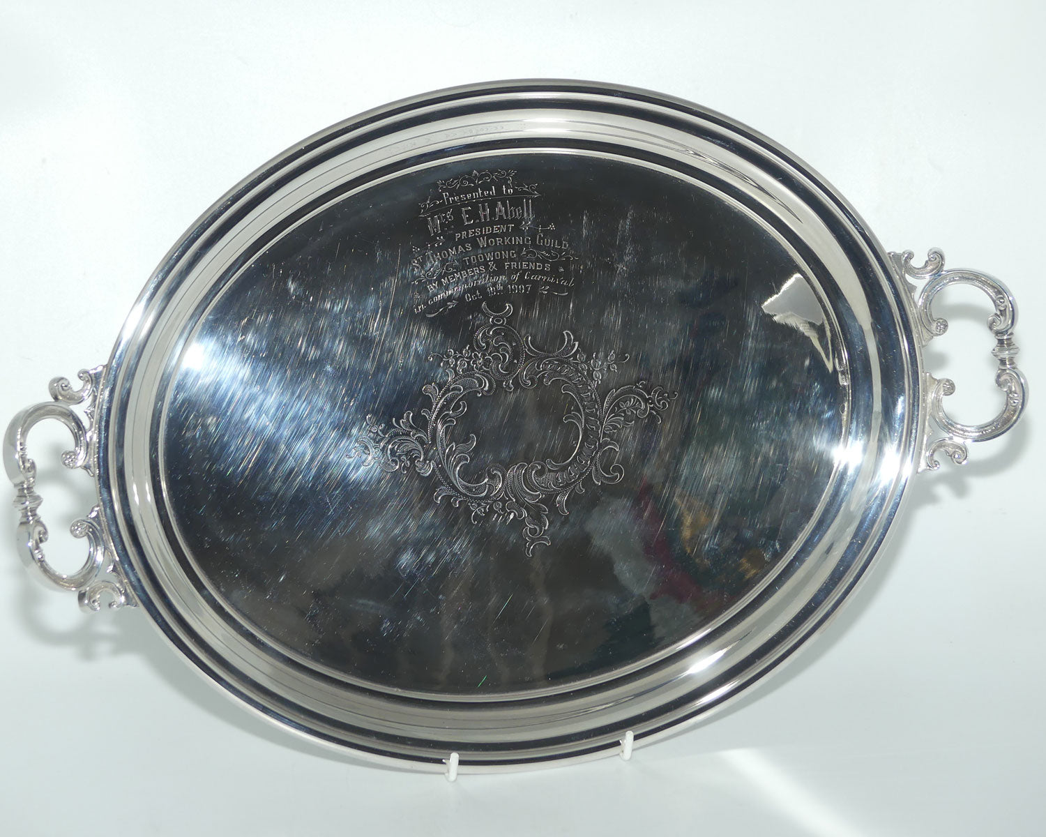 Silver plated Drinks tray | Oval shape with fancy handles