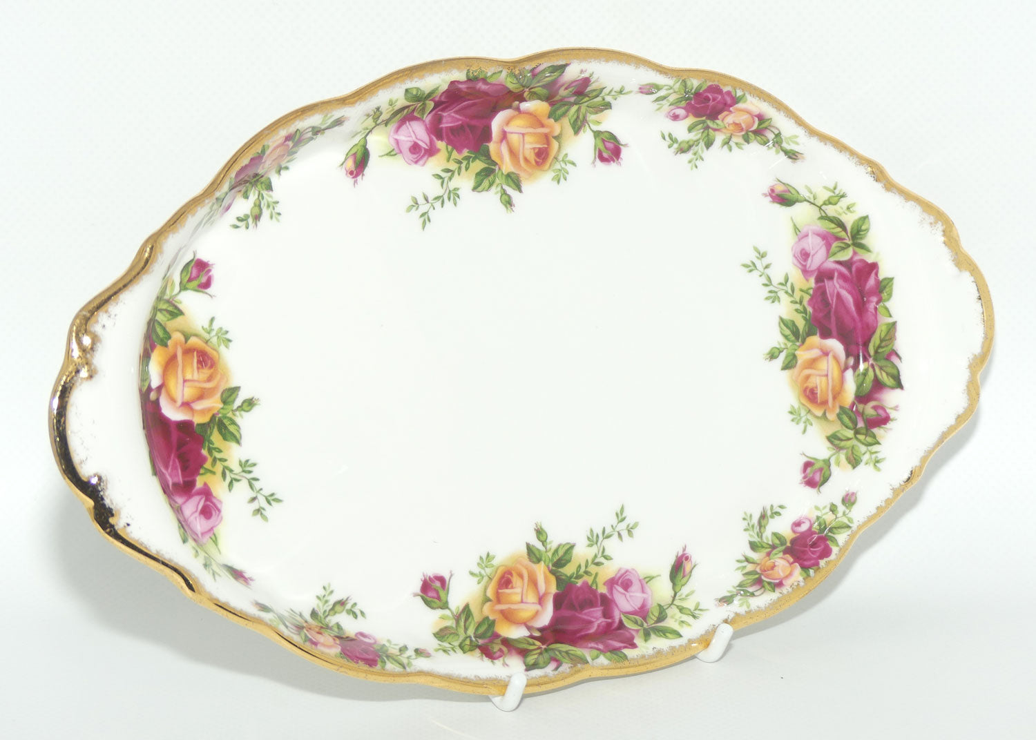 Royal Albert Bone China England Old Country Roses Oval Tray | 15cm  | © 1962 Royal Albert Ltd backstamp | #1