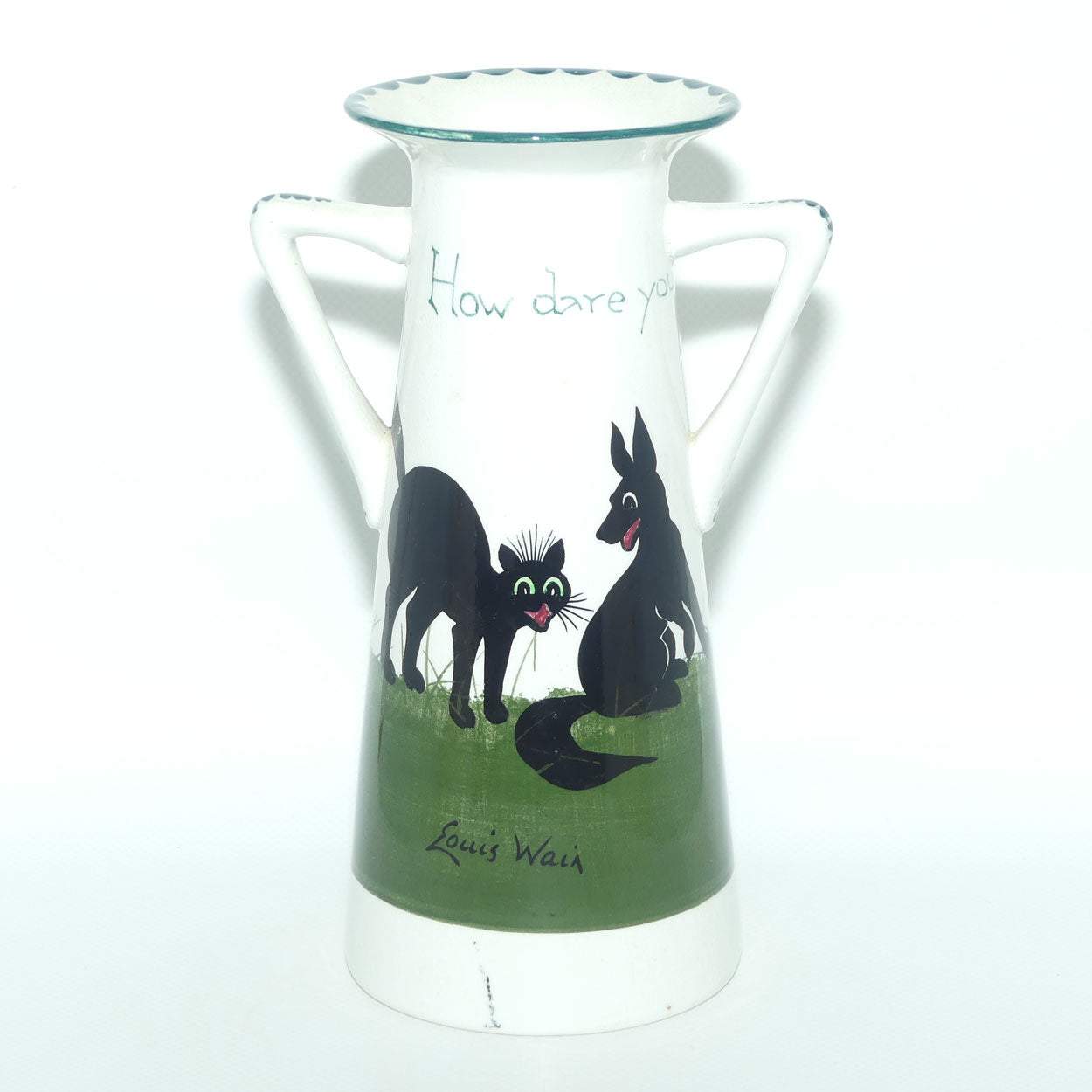 The Bristol Cat and Dog Pottery twin handled vase | decorated by Louis Wain