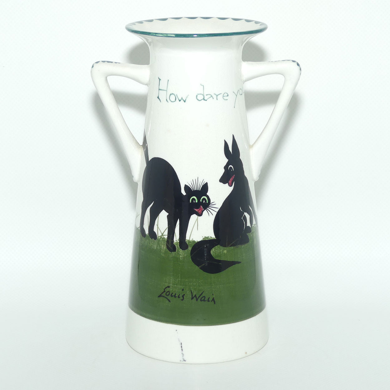 The Bristol Cat and Dog Pottery twin handled vase | decorated by Louis Wain