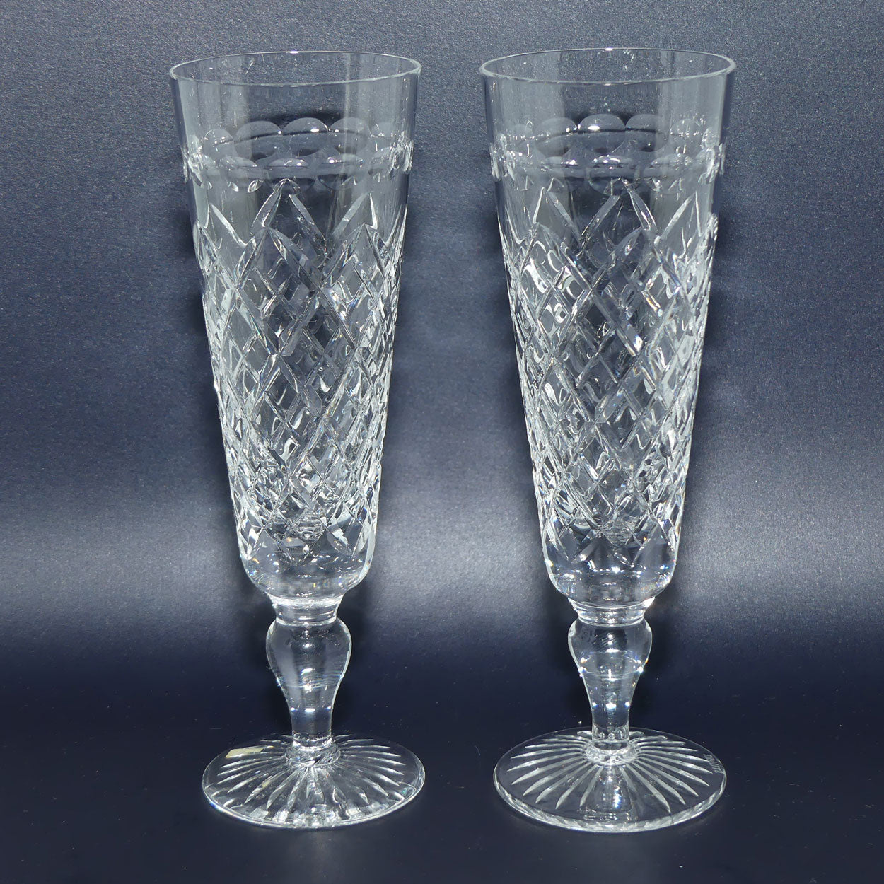 Stuart Crystal | Hardwicke pattern | Round stem | Set of 6 flutes
