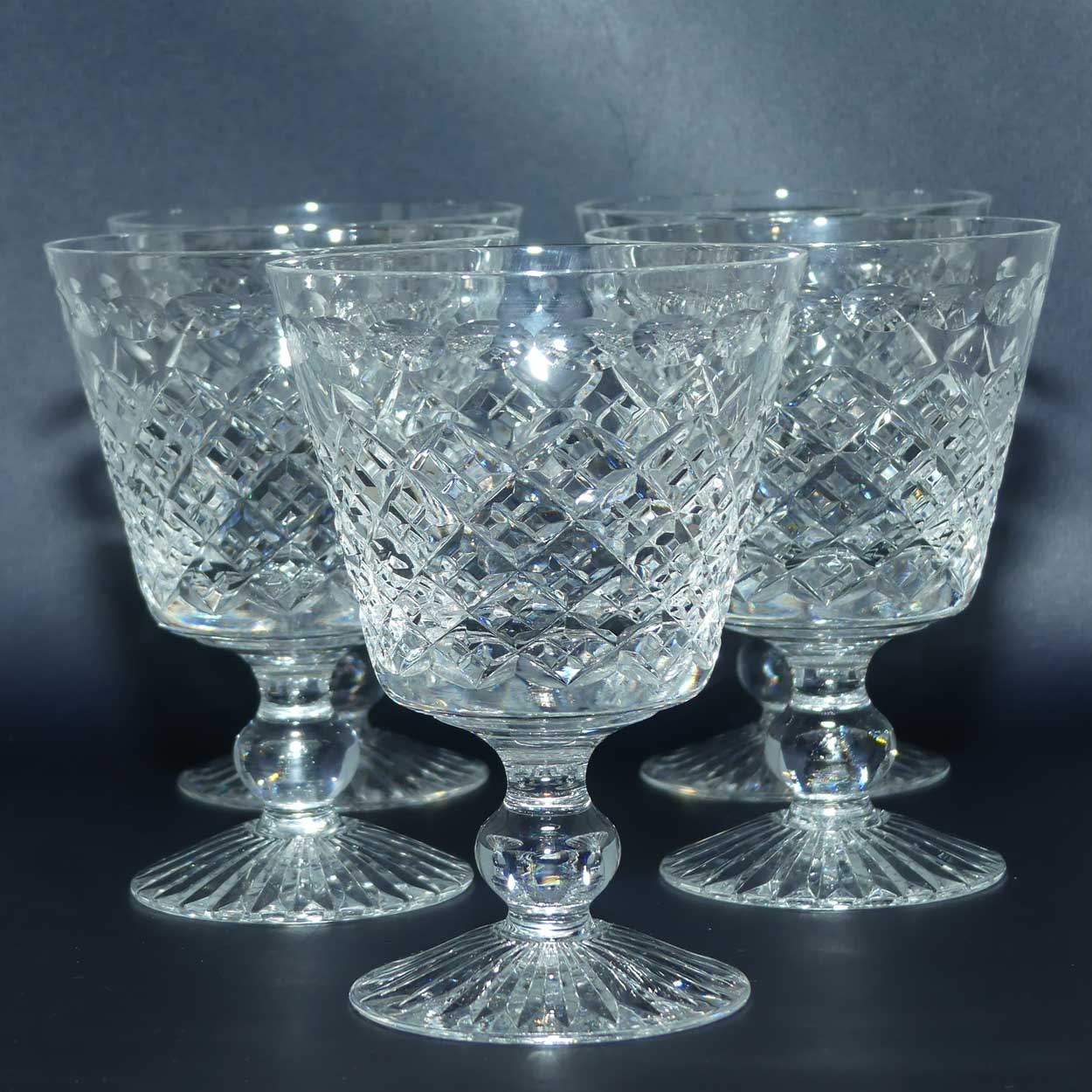 Stuart Crystal | Hardwicke pattern | Round stem | Set of 5 Wine Glasses